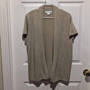 August Silk Size XL Beige Knit Shirt Sleeve Sweater